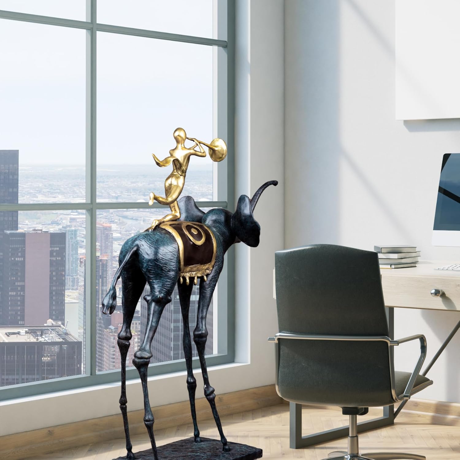 Blue Bronze Elephant Sculpture - 256 Tall Home Dcor