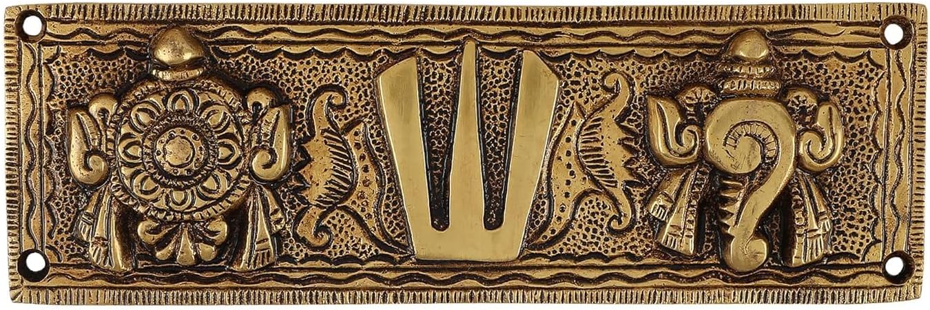 Brass Shankh Chakra Namah Wall Hanging Showpiece - 187 Cm