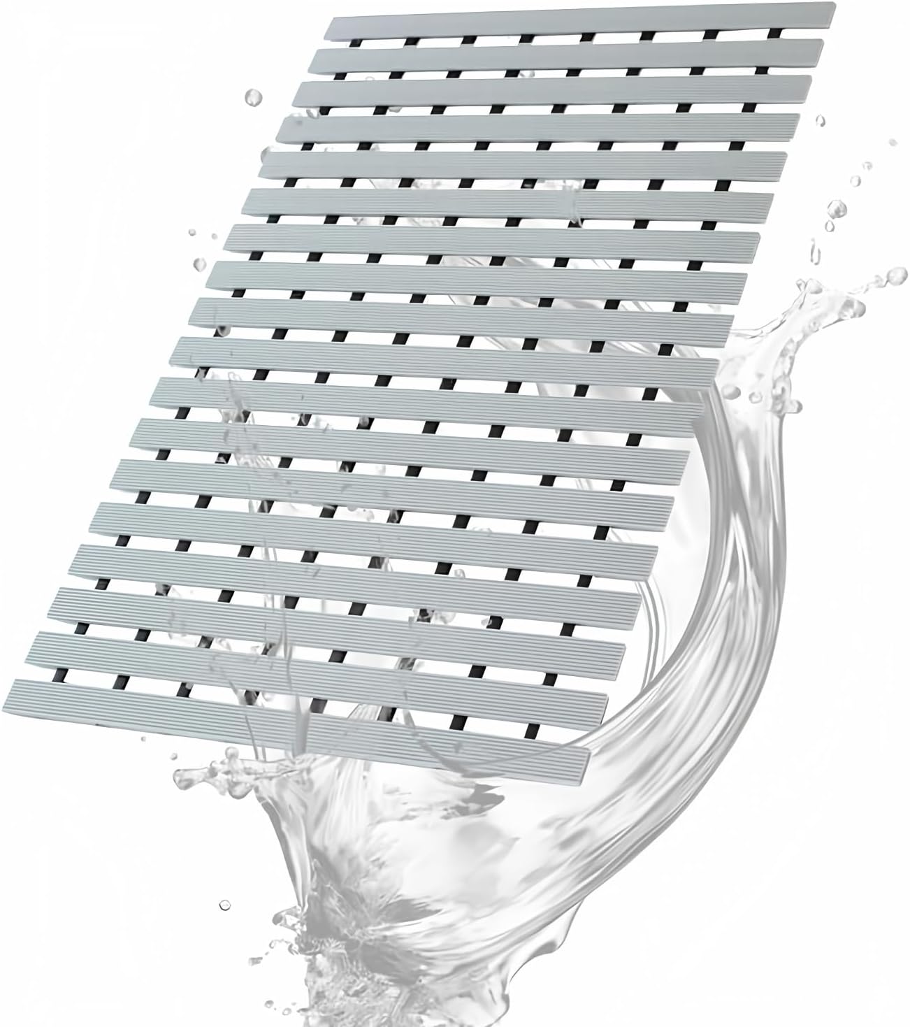 SUWUYUE Grey 17x26 Non-Slip Bath Mat with Drain Holes