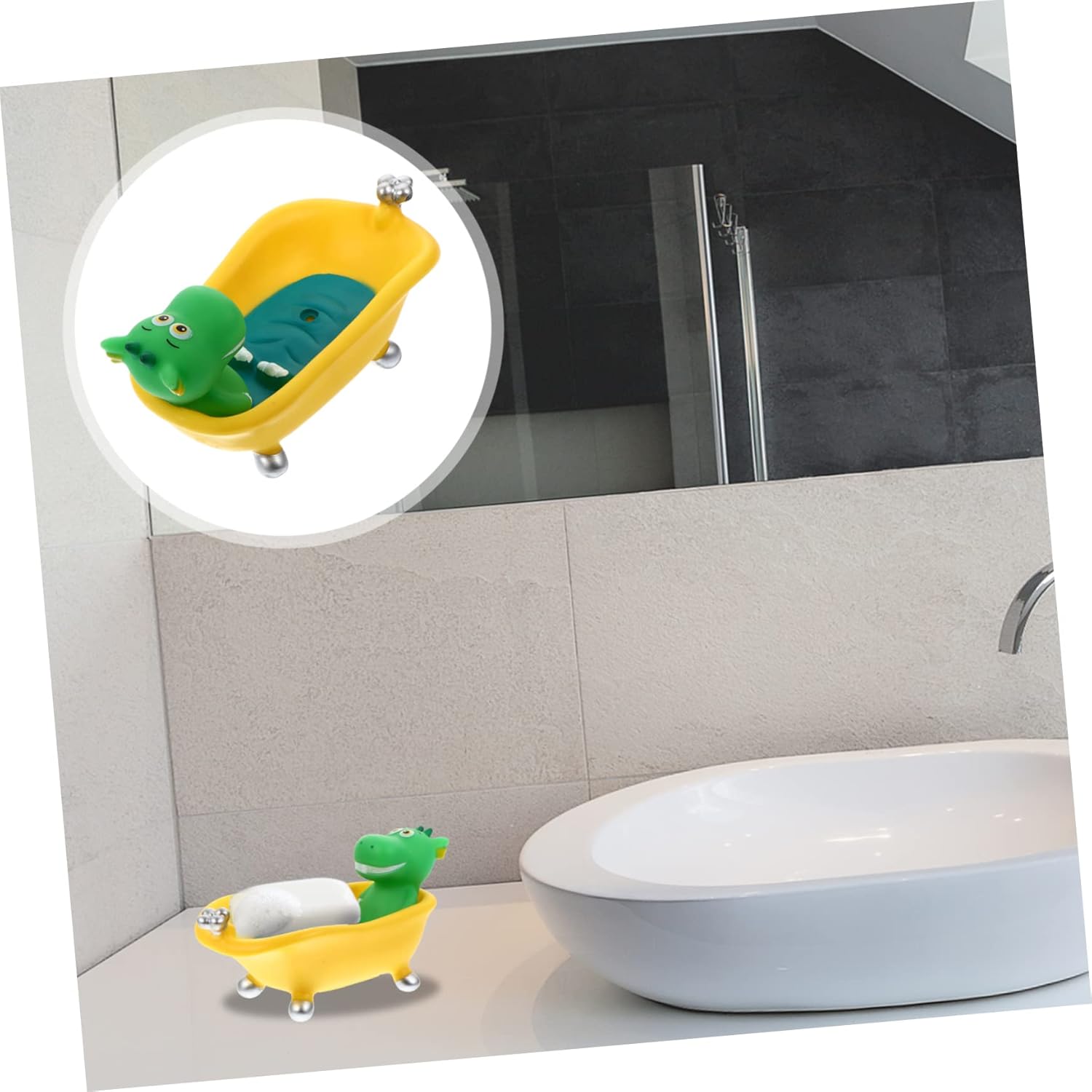Amosfun Bathtub-Shaped Dinosaur Soap Storage Box
