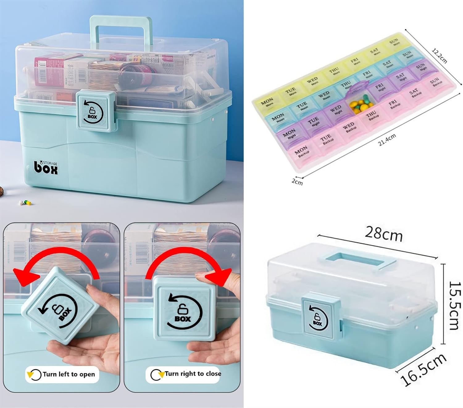 Fragolucyou Medicine Cabinet with 3 Tier and 7 Day Pill Organizer