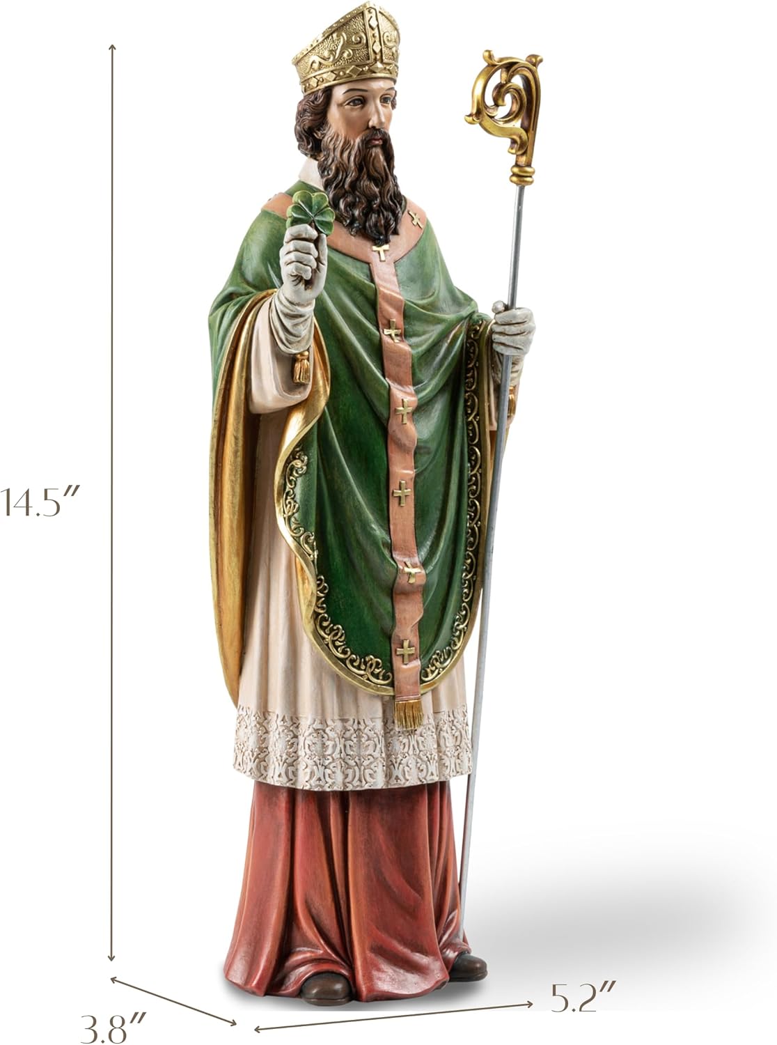 14 H Saint Patrick Religious Statue Resin Decor
