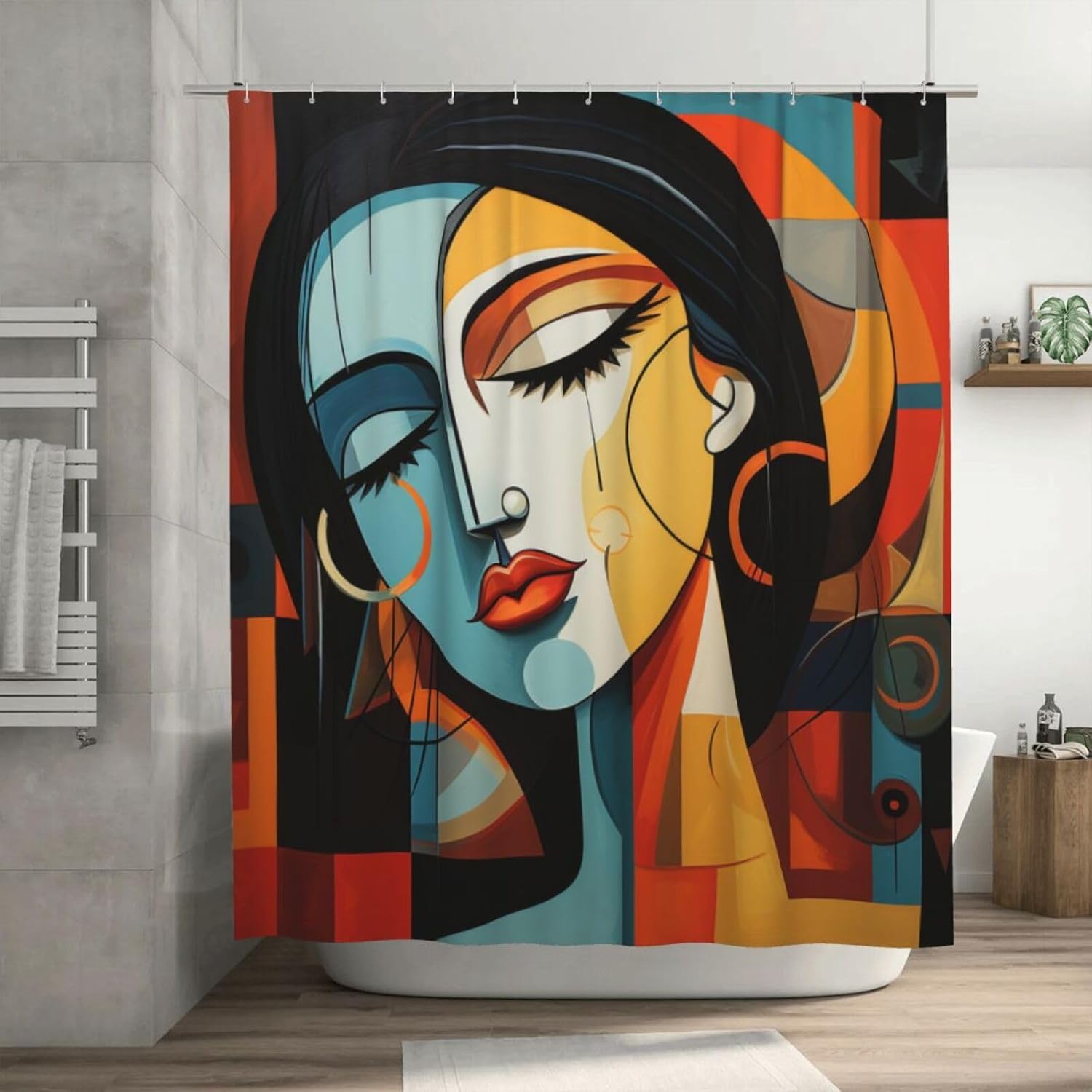DAOWANGZUO Boho Shower Curtain Set with 12 Hooks 72x72in