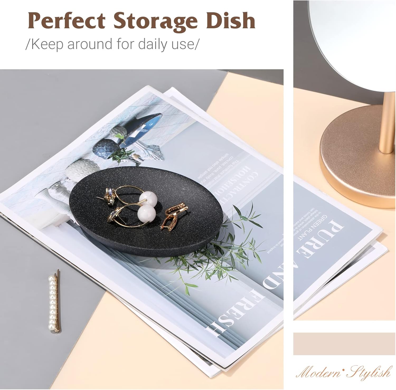 Shinowa Gravel Black Soap Dish - Mini Resin Storage Tray