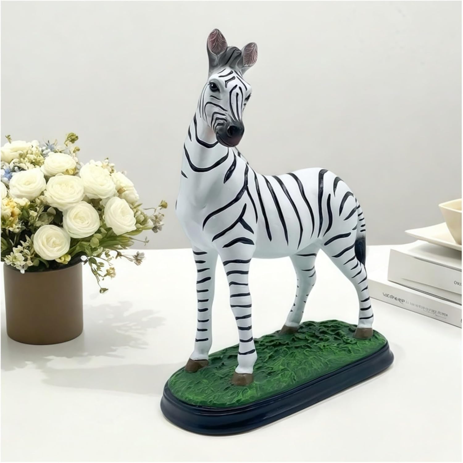 White Zebra Sculpture Collectible Decor Figurine