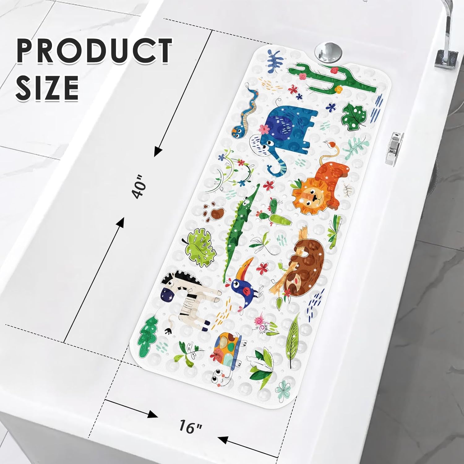 Culudea Cute Animal Bathtub Mat for Kids and Baby