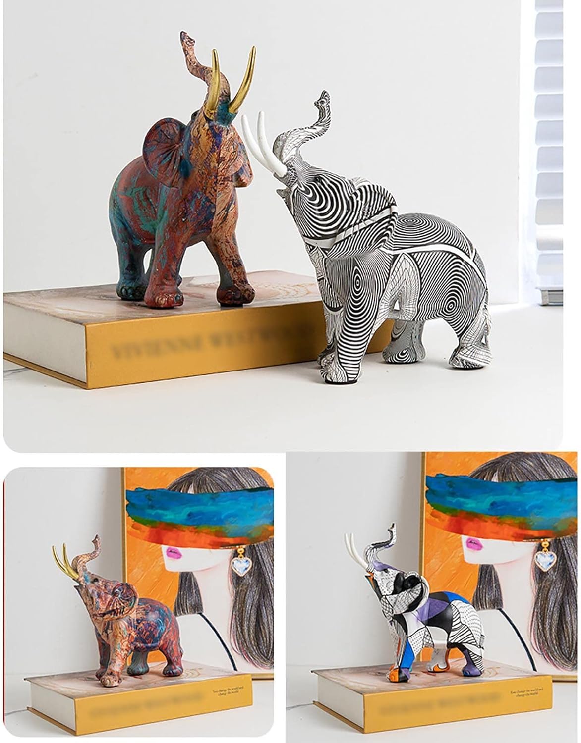 Nudsfuii Simple Elephant Statue Home Decor Accent