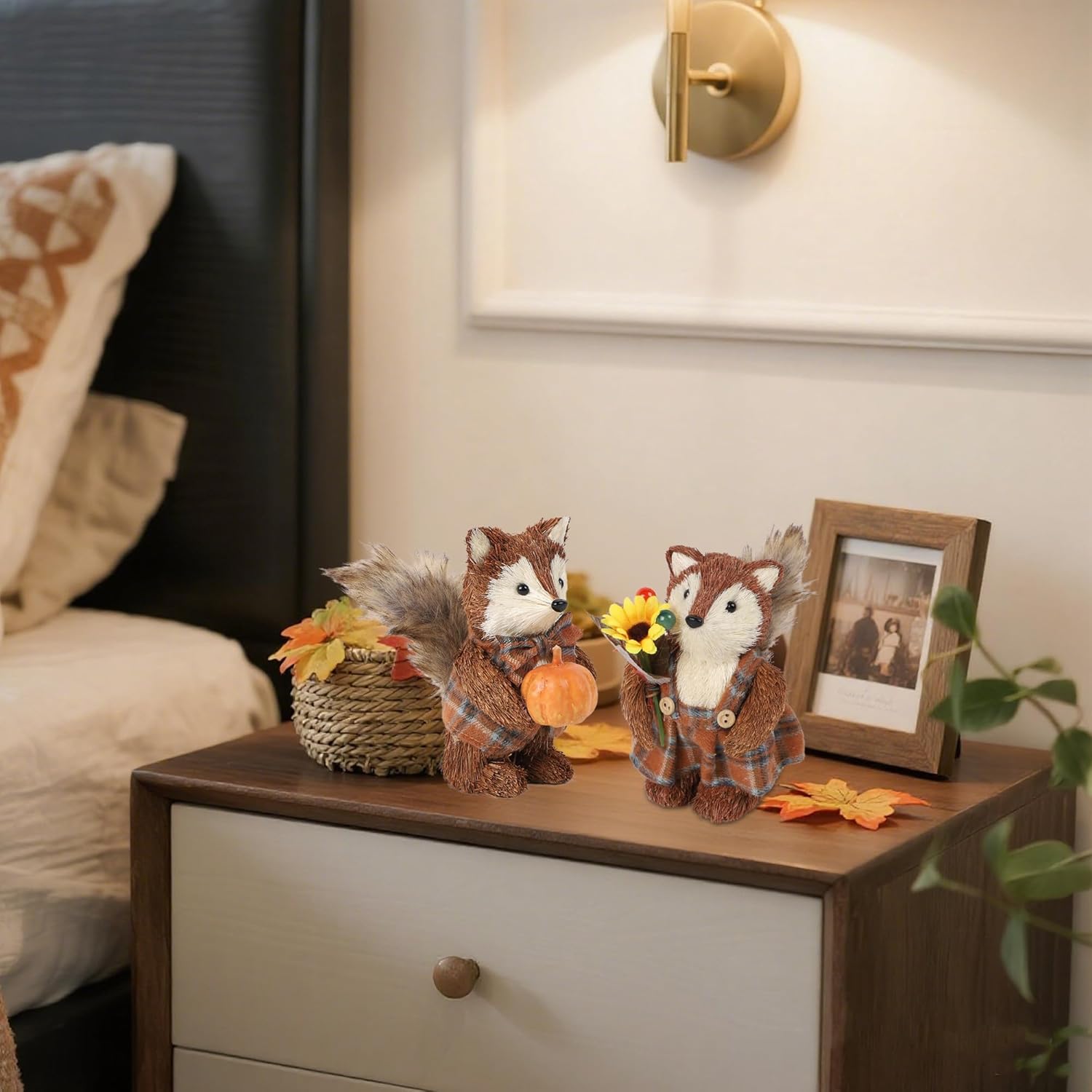 Winemana 2 Pack Fall Decor Sisal Fox Figurines
