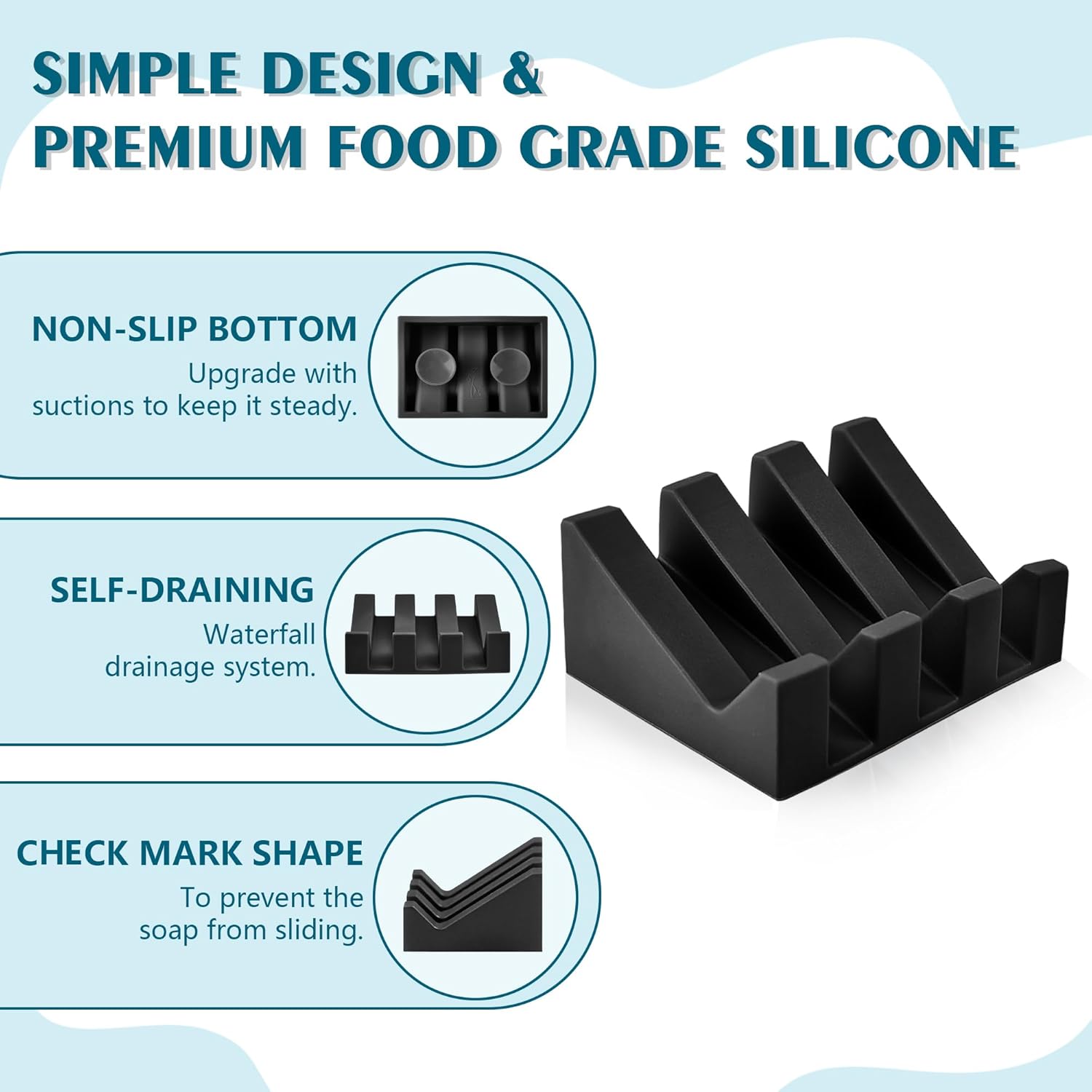 Upgrade Suction Silicone Soap Dishes with Drainage