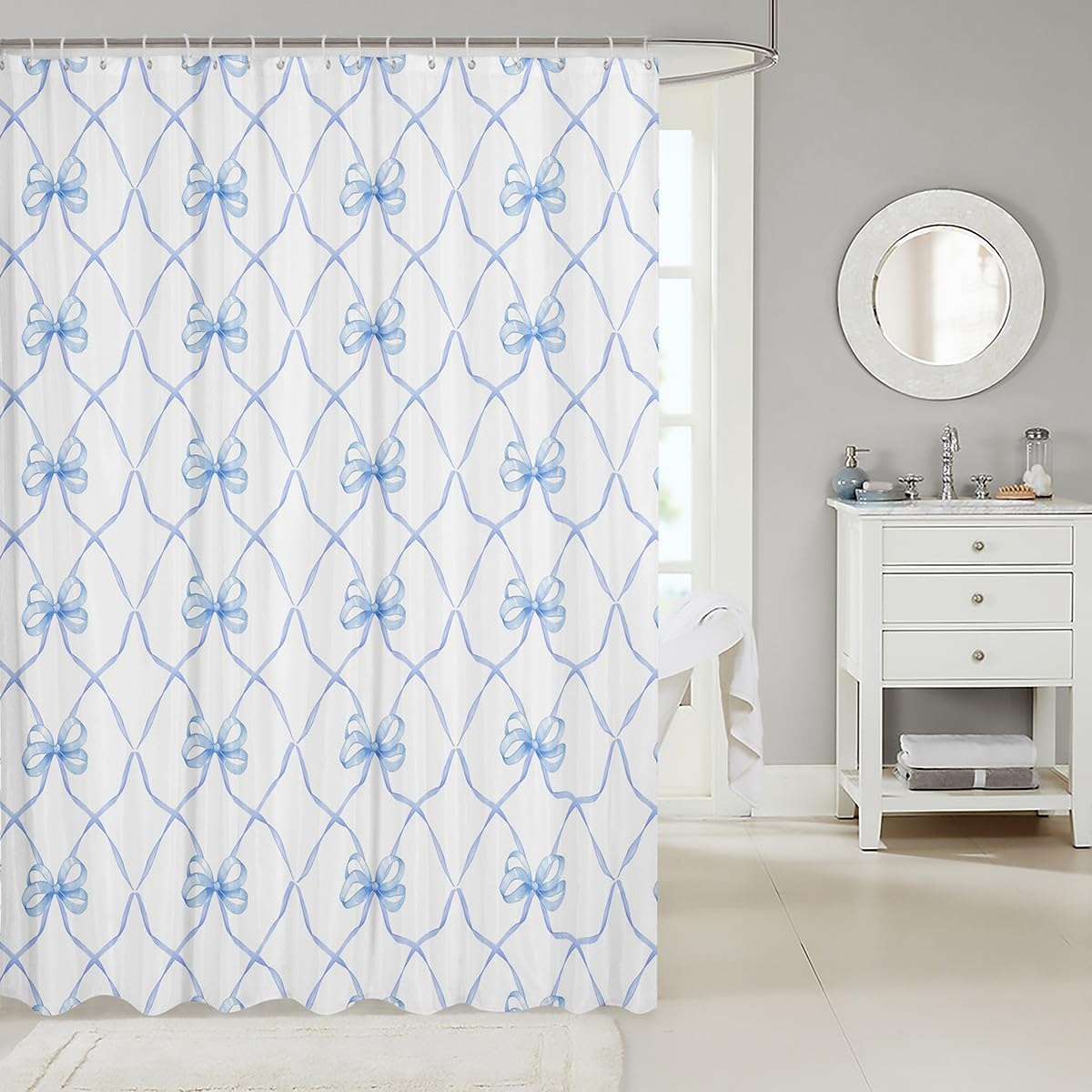 Erosebridal Bow Knot Shower Curtain 72x72