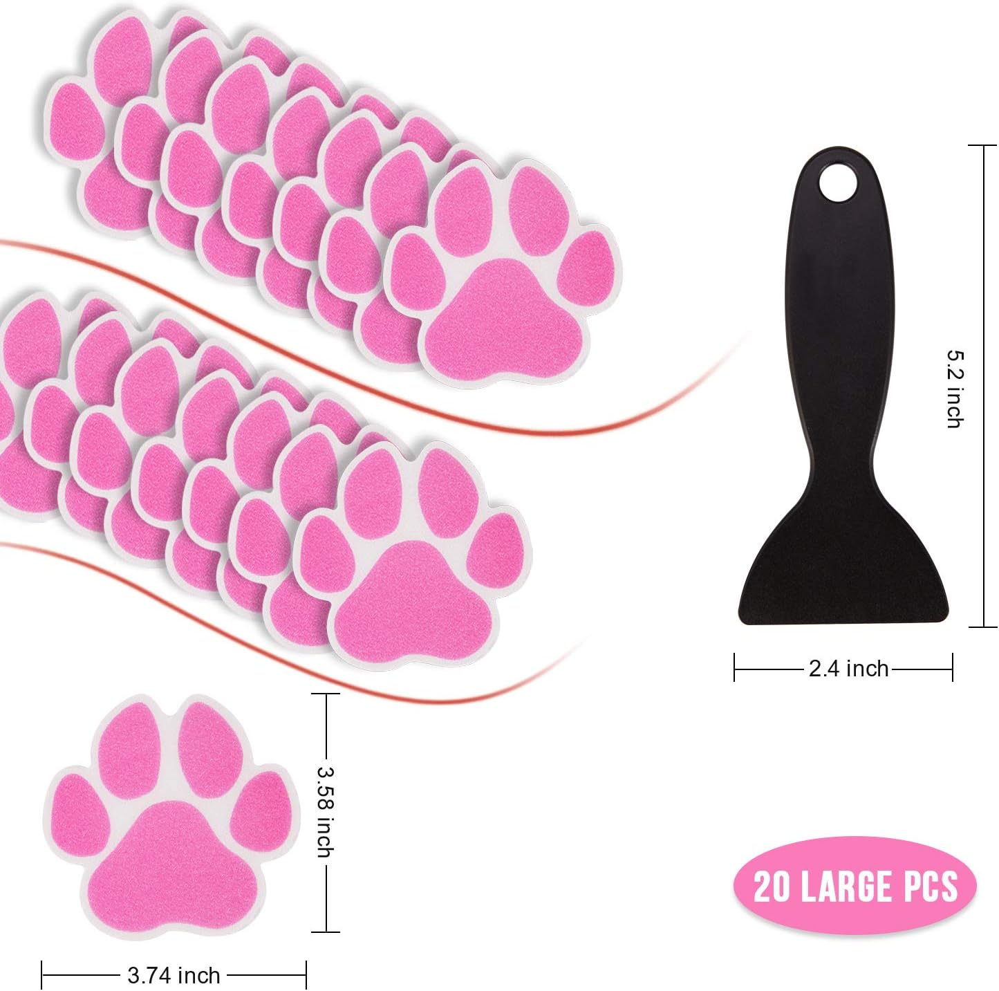 Non-Slip Bathtub Stickers with Scraper Pink