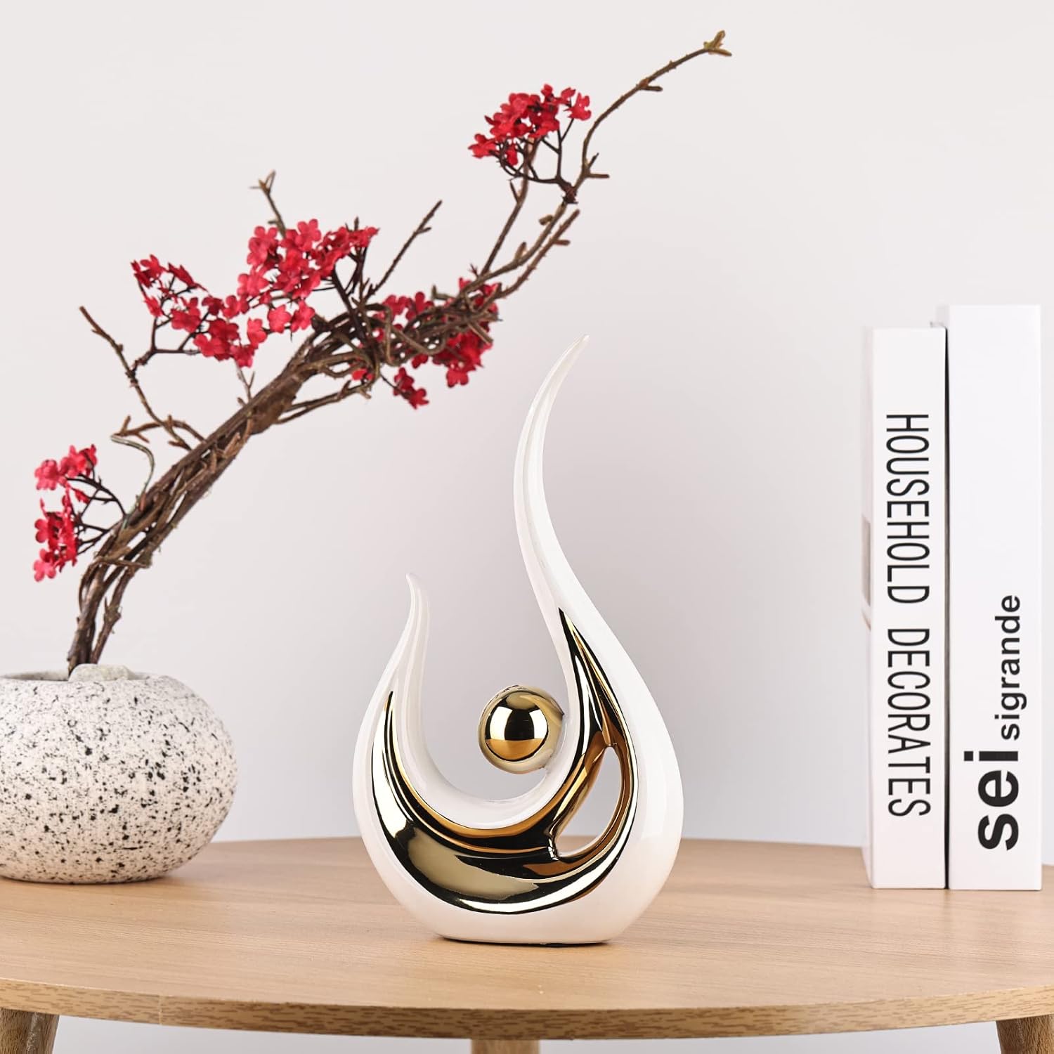 LCCCK Modern Ceramic Flame Statue for Home Decor