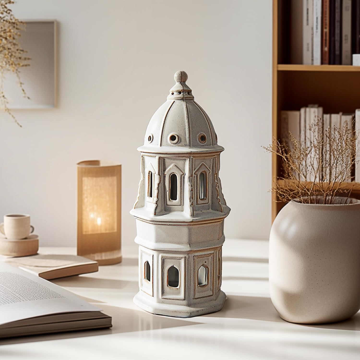 LIZOFER 126 Inch European Dome Tower Ceramic Decor