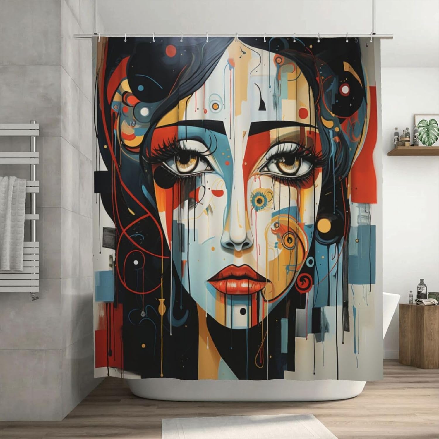 DAOWANGZUO Female Face Shower Curtain Set 72x72in 1