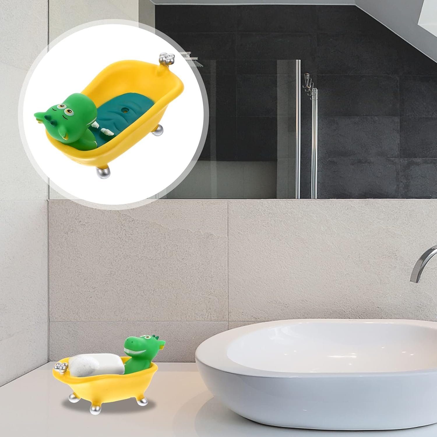 Zerodeko Dinosaur Soap Drain Holder Storage Box