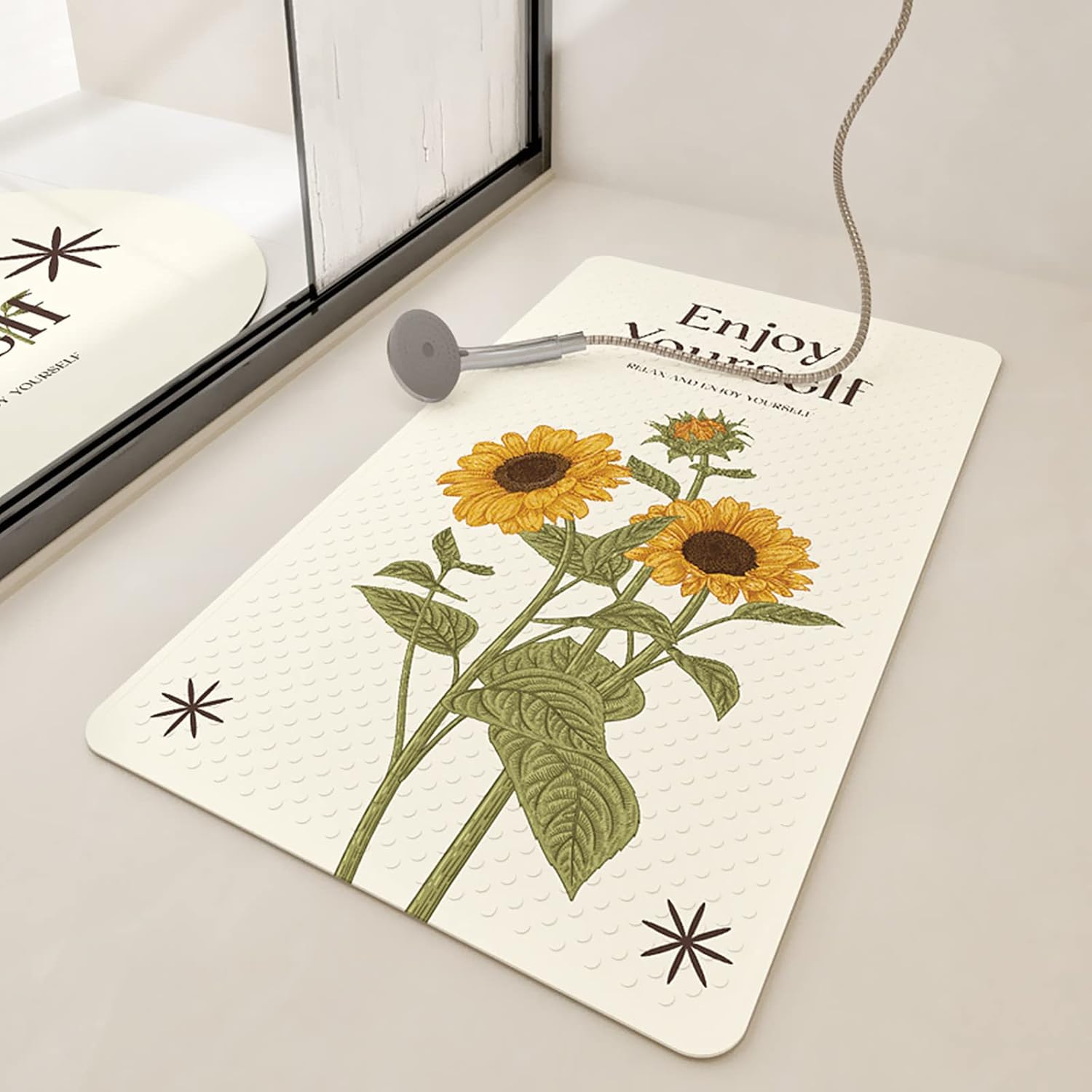 UKELER Sunflower Bath Mat Non-Slip 275 x 157 Inch
