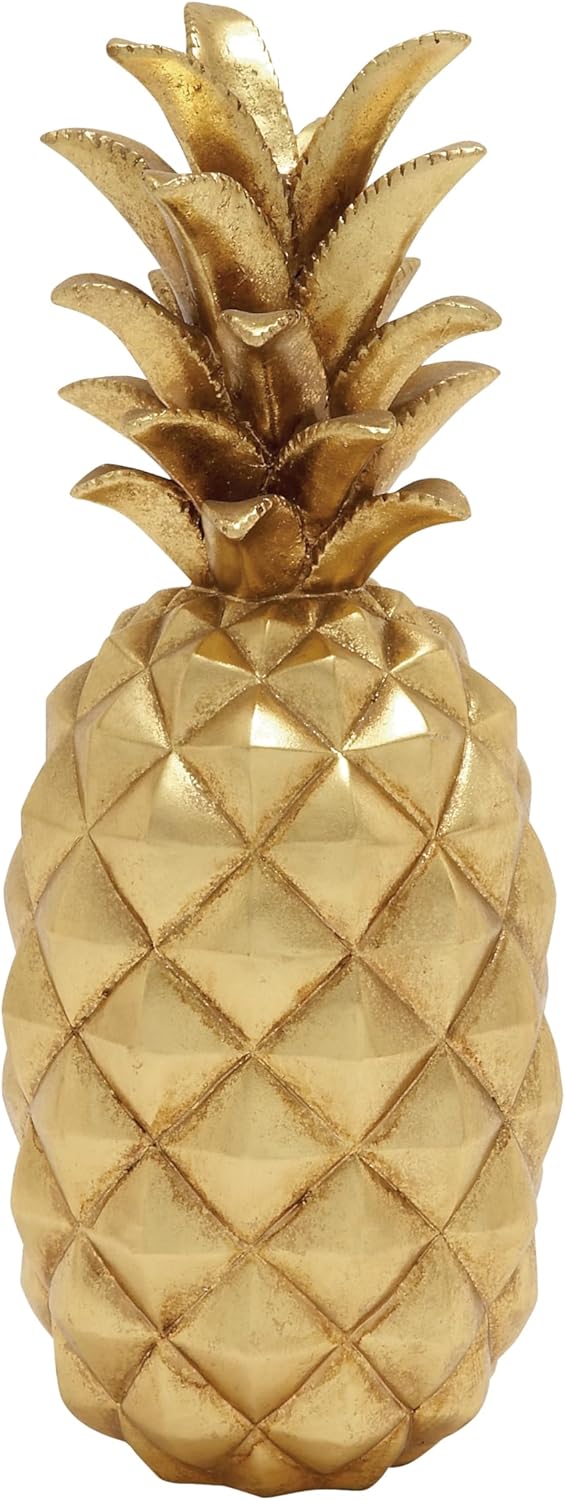 Deco 79 Gold Pineapple Polystone Sculpture 7x7x18