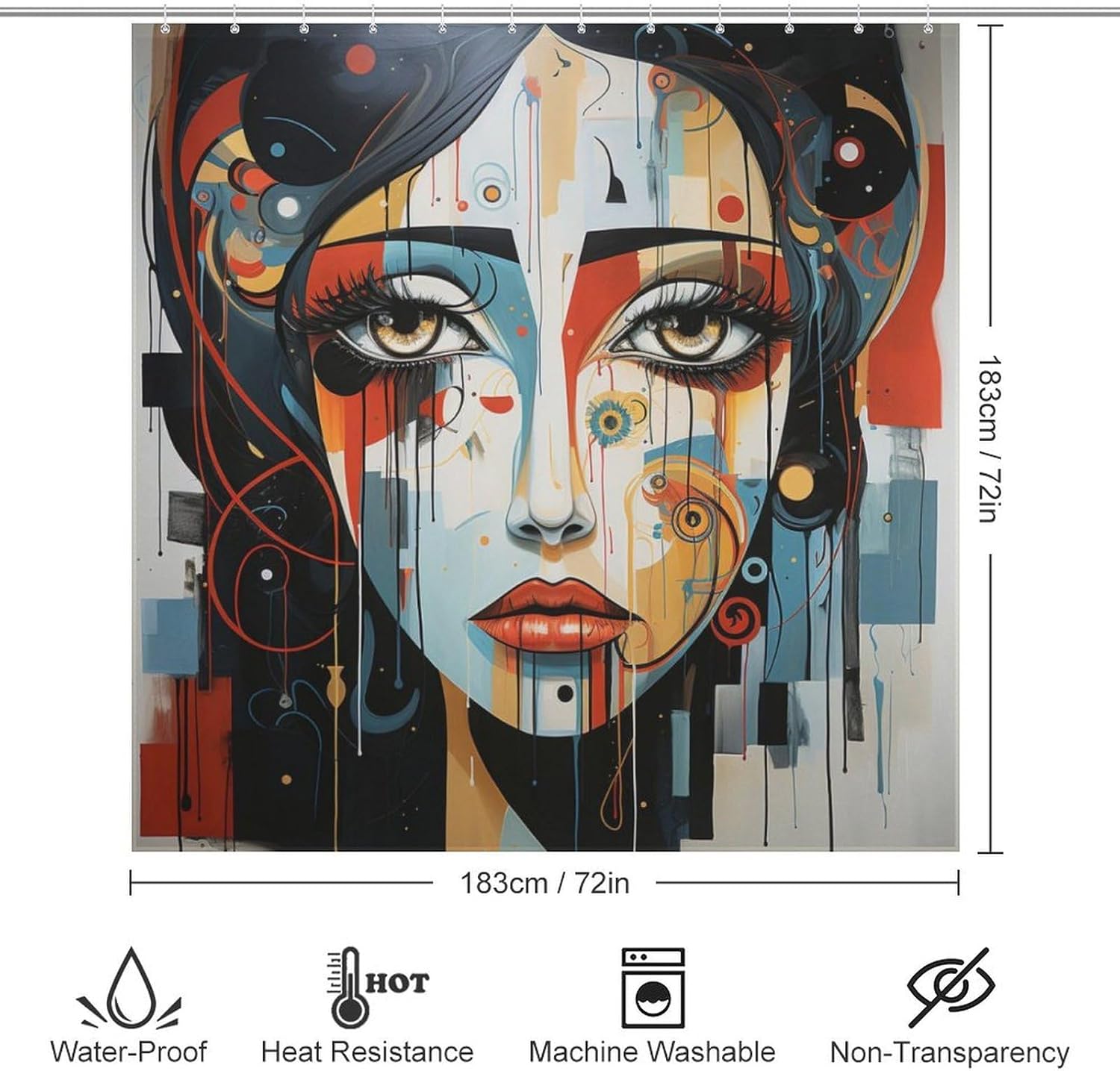 DAOWANGZUO Female Face Shower Curtain Set 72x72in 1