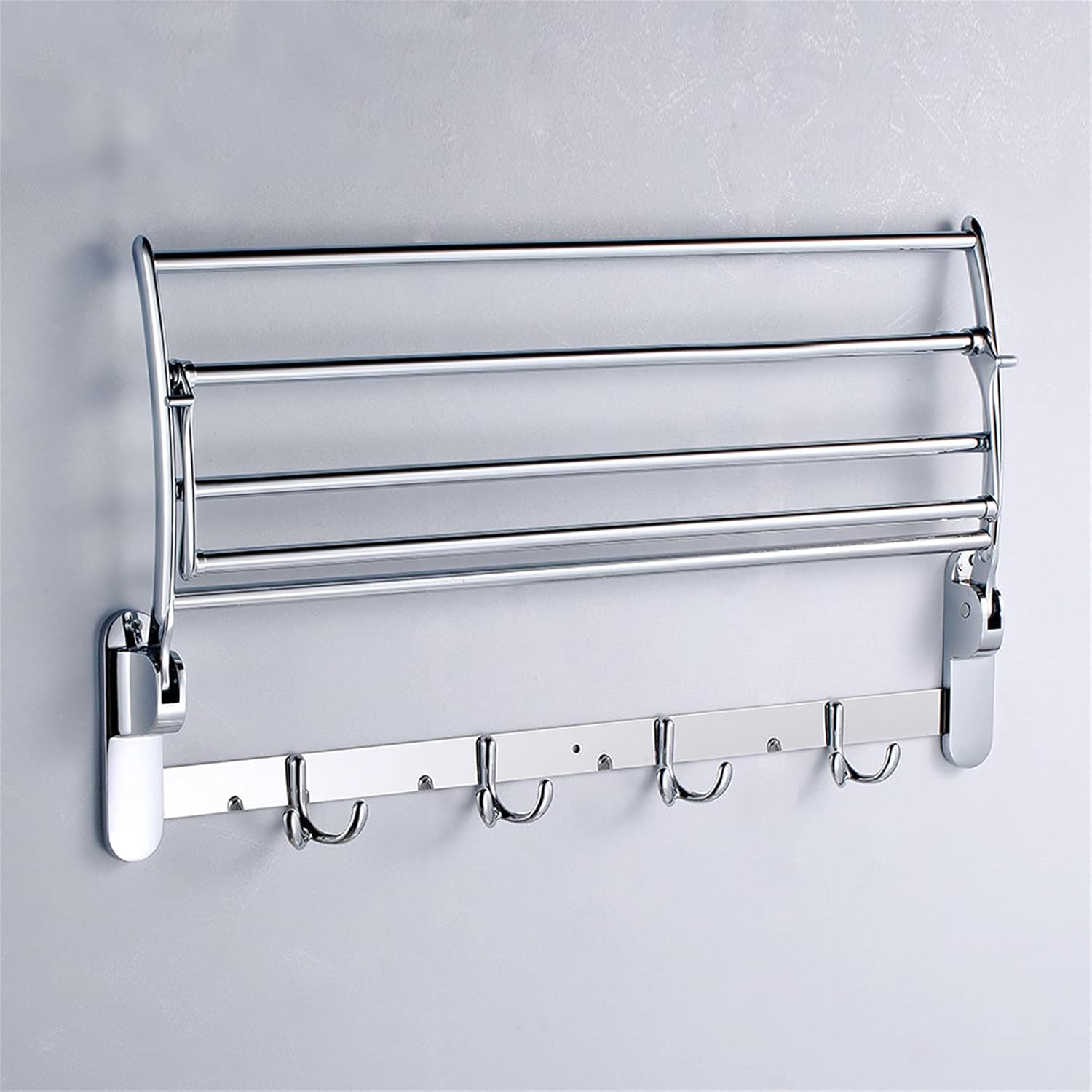 Bathroom Towel Rack 19 Inches Foldable Wall Mounted Double Holder