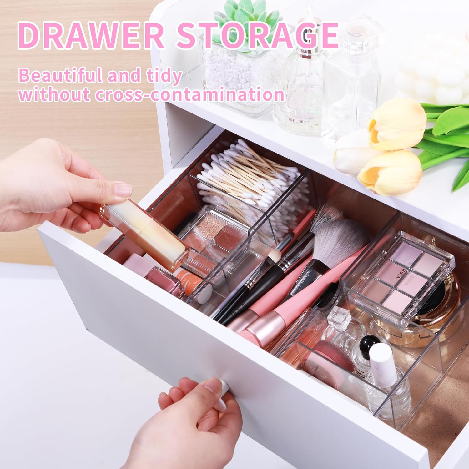 Adjustable Medicine Cabinet Organizer with 3-Tier Clear Acrylic Storage