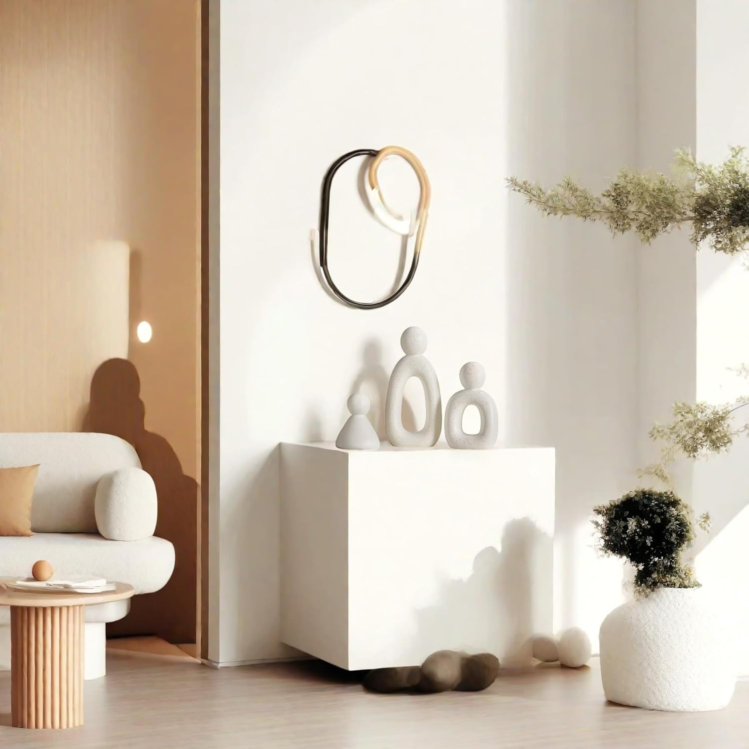 White Family of 3 Sculptures Modern Home Decor