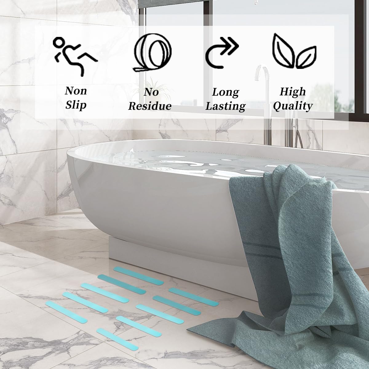 48PCS Bathtub Non-Slip Stickers Set with Scraper