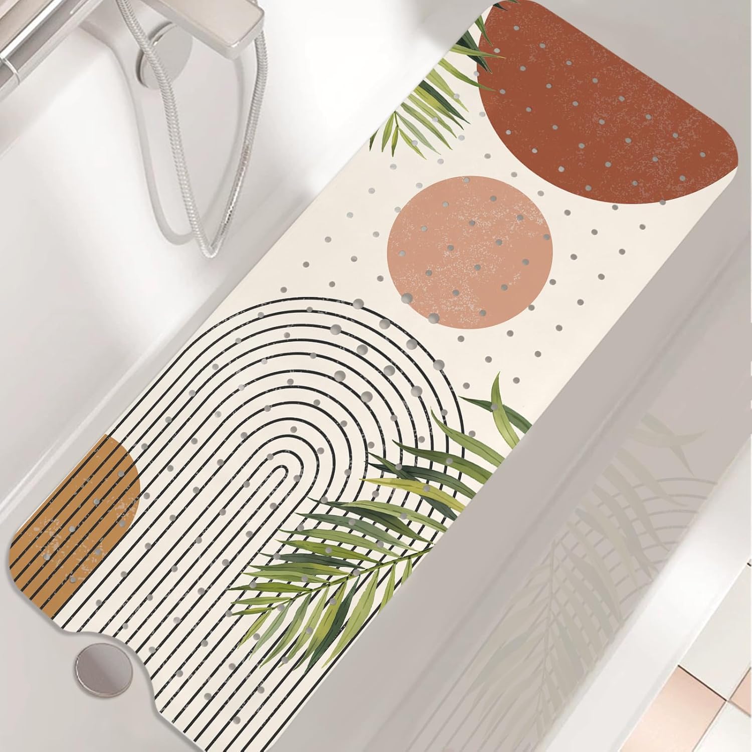 Boho Style Non Slip Bathtub Mat with Suction Cups