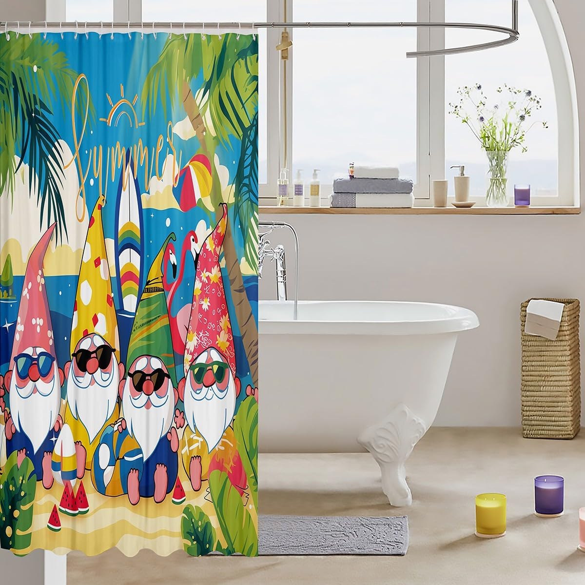 Erosebridal Coastal Beach Gnome Shower Curtain Set
