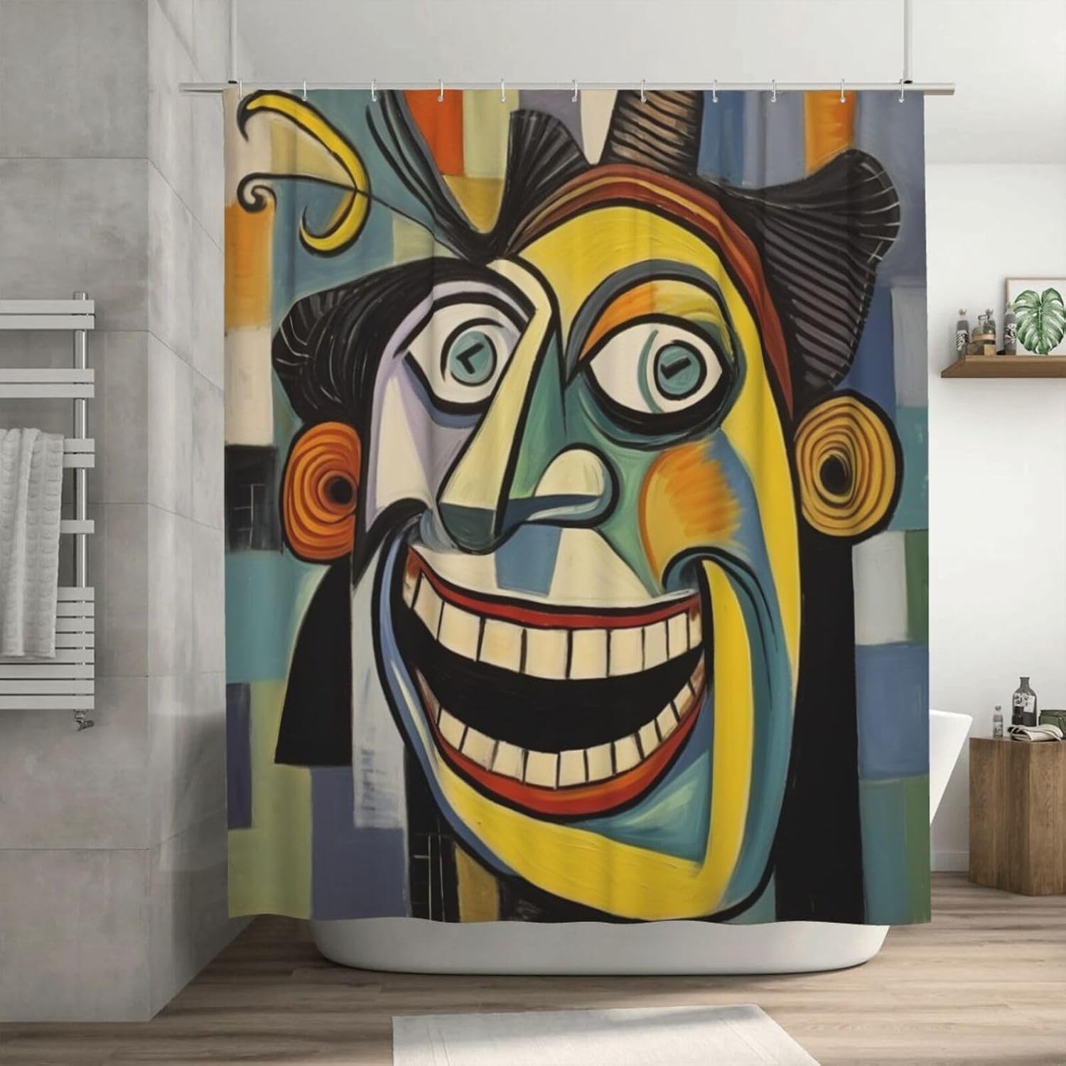 Laughing Boy Boho Shower Curtain Set with 12 Hooks 72x72in 1