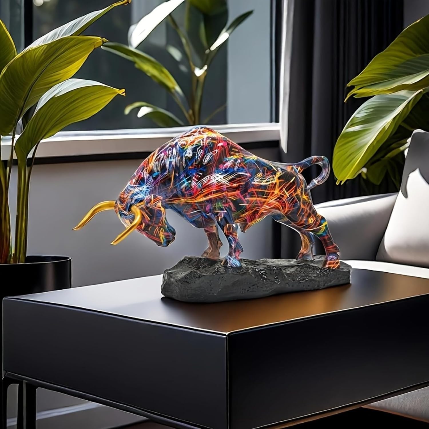 Yema Classic Abstract Resin Bull Sculpture - 138 x 866