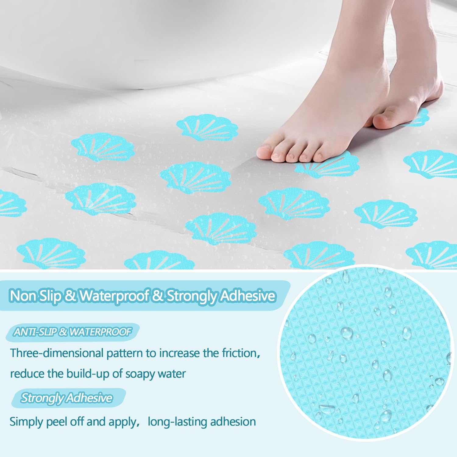 48Pcs Non-Slip Bathtub Stickers with Scraper