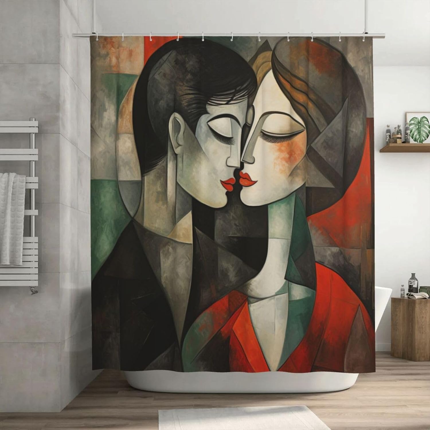 DAOWANGZUO Kissing Girl Boho Shower Curtain Set 1