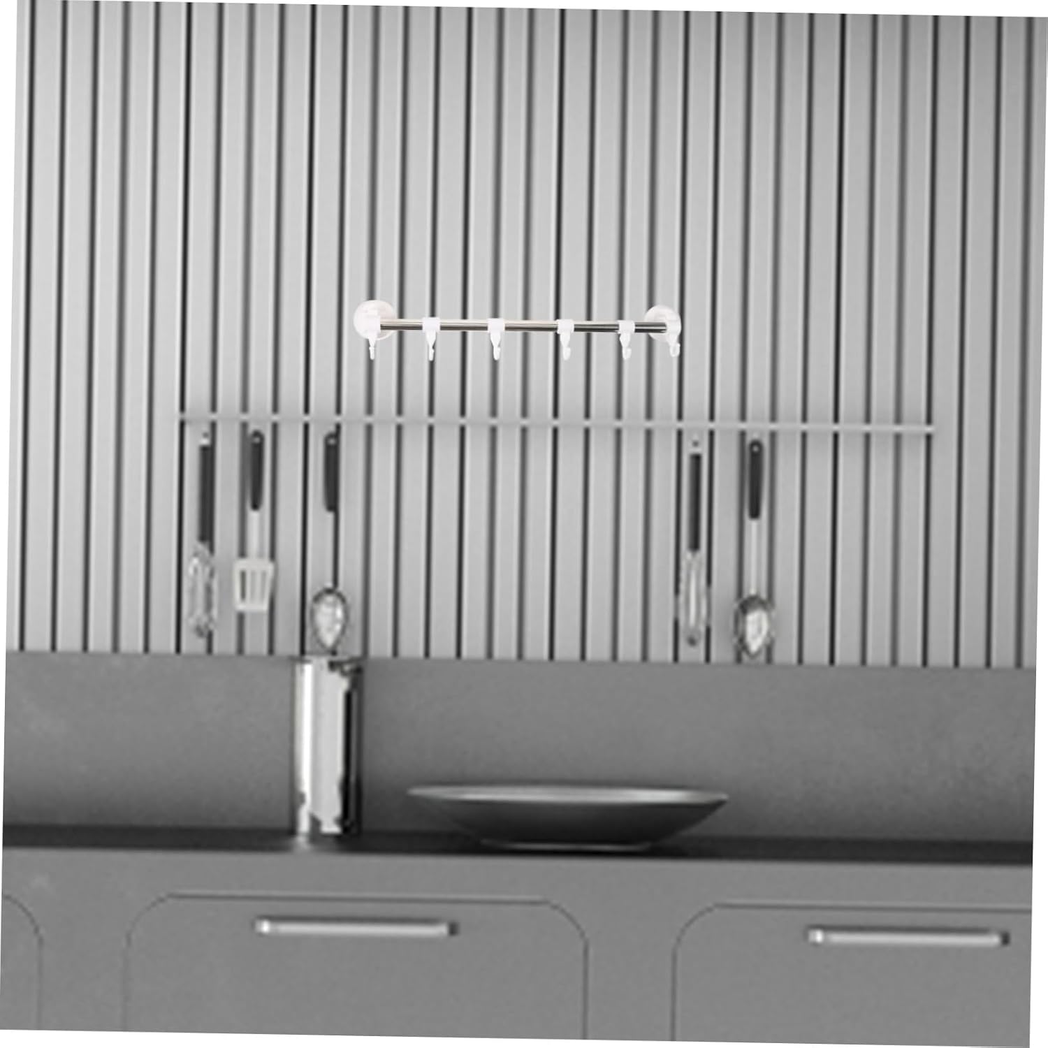 Vaguelly Stainless Steel Suction Cup Towel Rack 6 Hooks No Drill