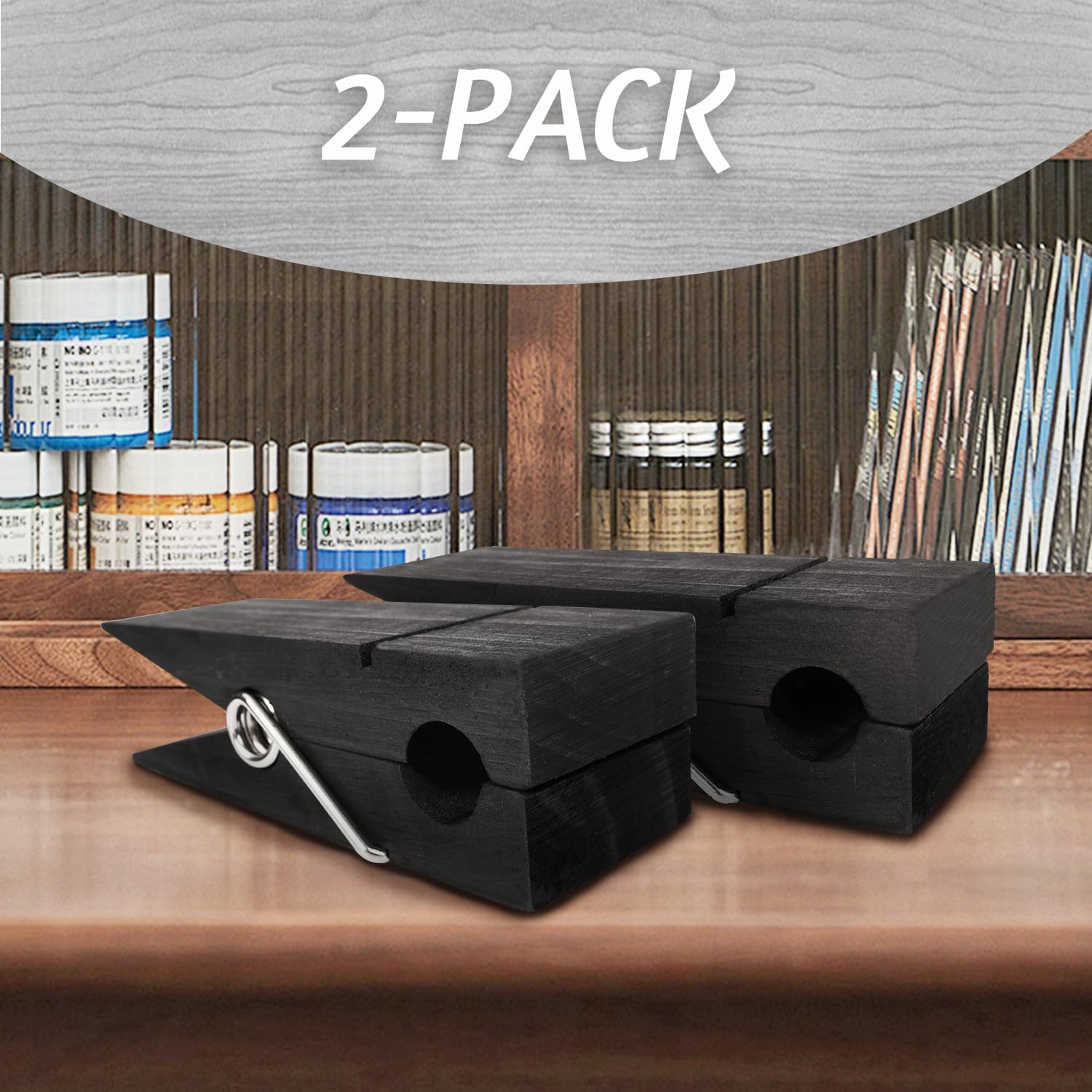 Wooden Towel Hooks for Bathroom Black Large Size
