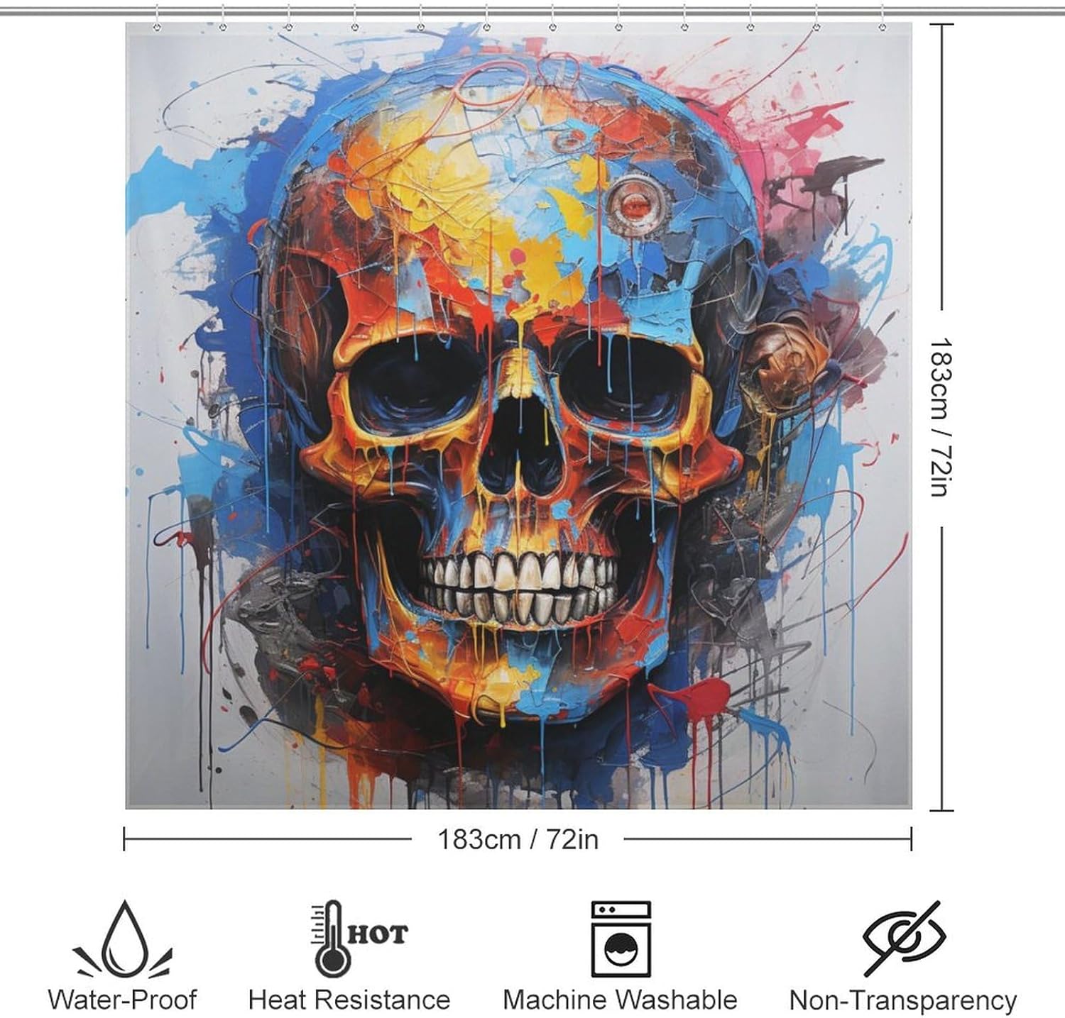 Mysterious Skull Art Shower Curtain Set with 12 Hooks