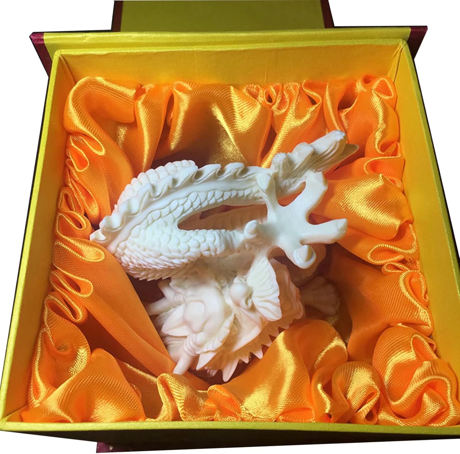 Chinese Feng Shui Dragon Statue Hand-Carved Home Office Decor