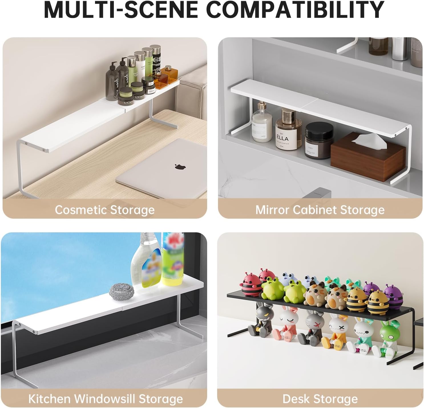 WOCHUANGSI Expandable Medicine Cabinet Shelf White L137-236W354H59