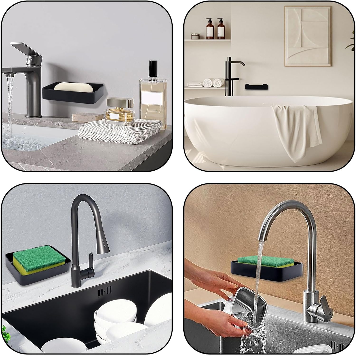 Stainless Steel Black Soap Dish Holder Wall Mount