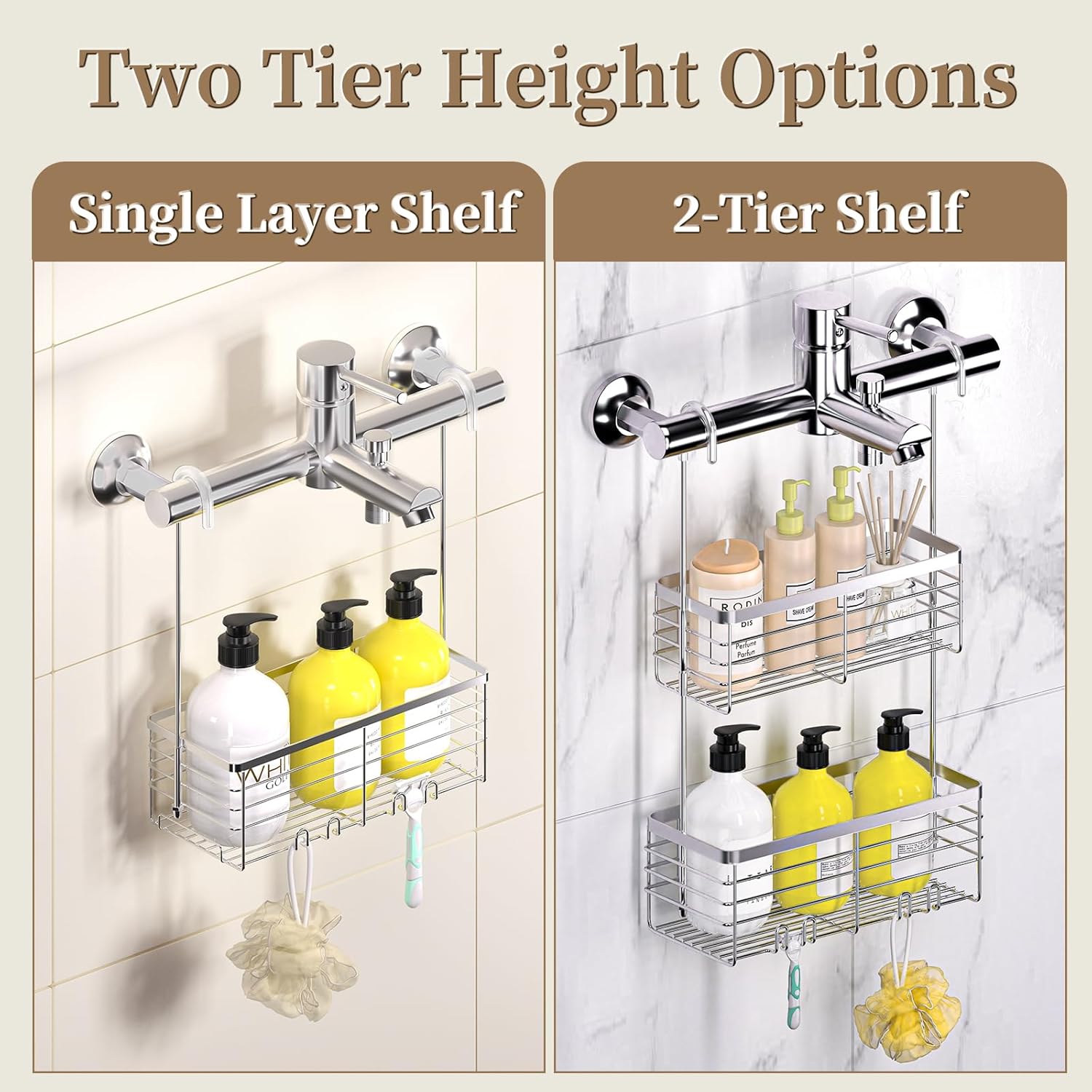 DELLAN Hanging Shower Caddy with 4 Hooks