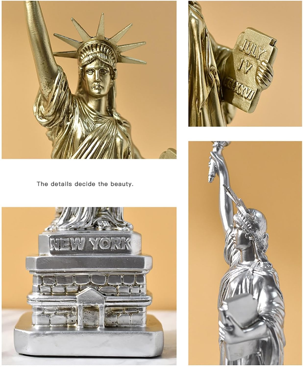 Elegant Statue of Freedom Women God Resin Ornament Silver 1