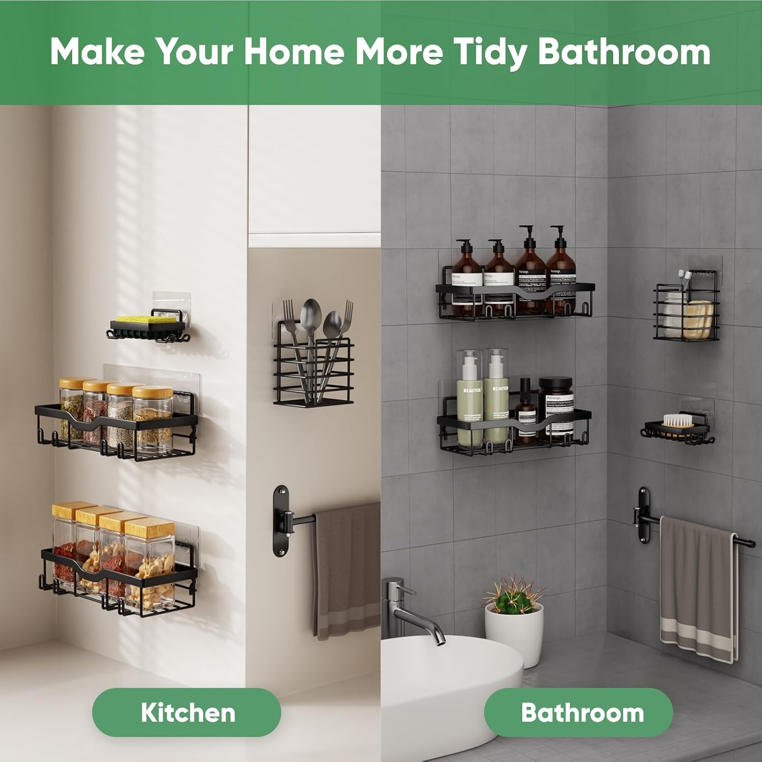 Almaybe 5-Pack Corner Shower Shelf Set