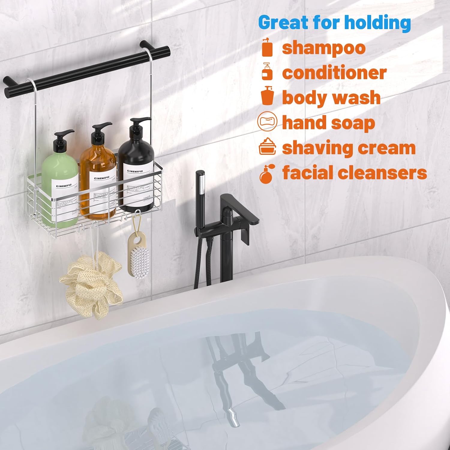 YUOROS 304 Stainless Steel Shower Caddy Over Door Organizer