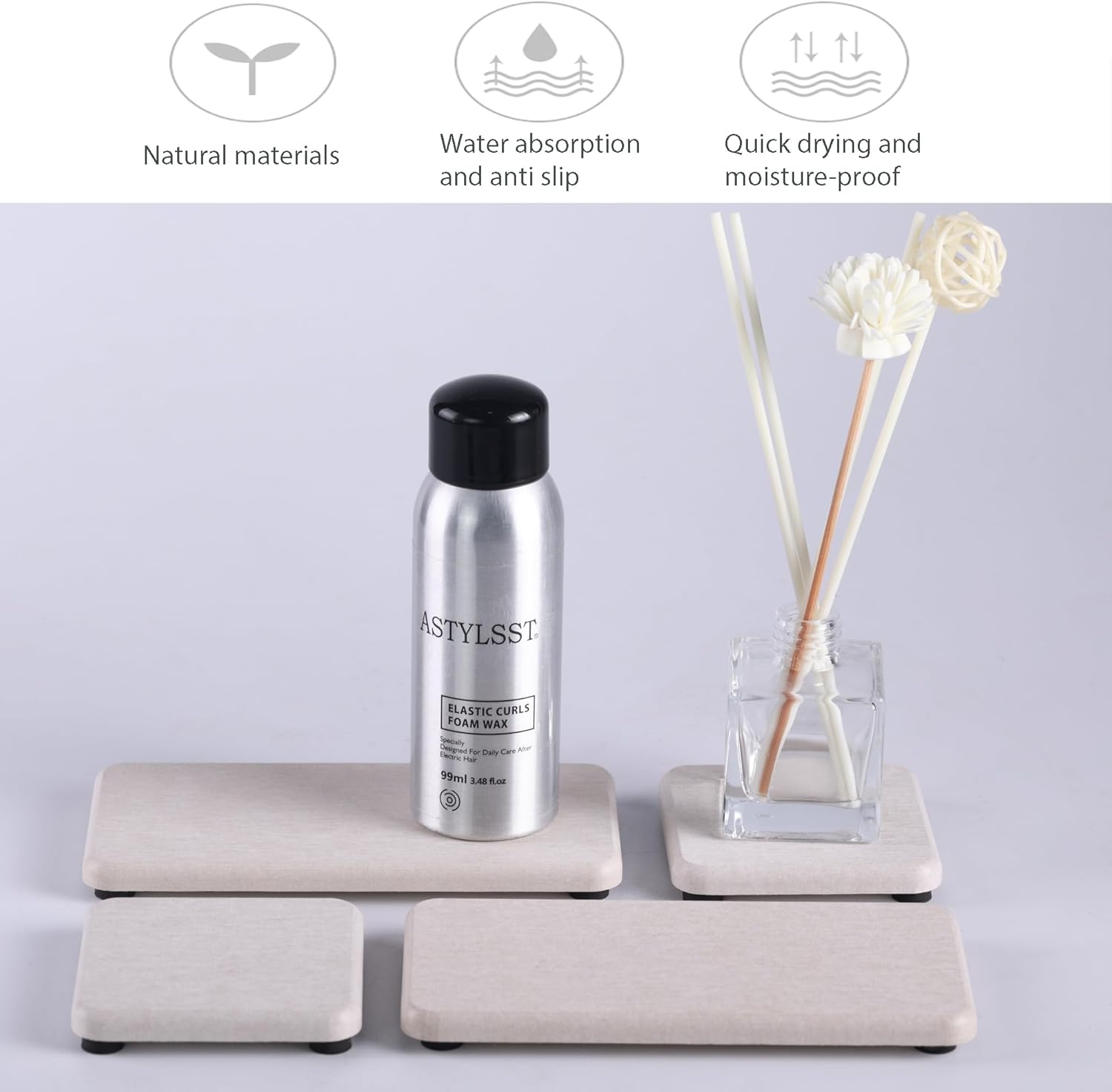 NiuYichee Set of 4 Water Absorbent Diatomite Coasters 1
