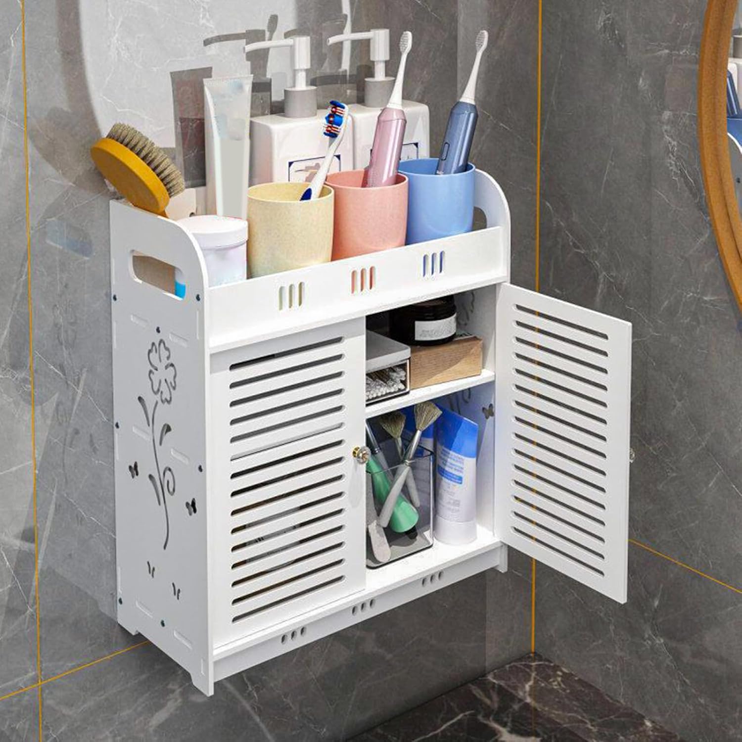 Saterkali Bathroom Shelve Cabinet White 1694 x 1497 x 709