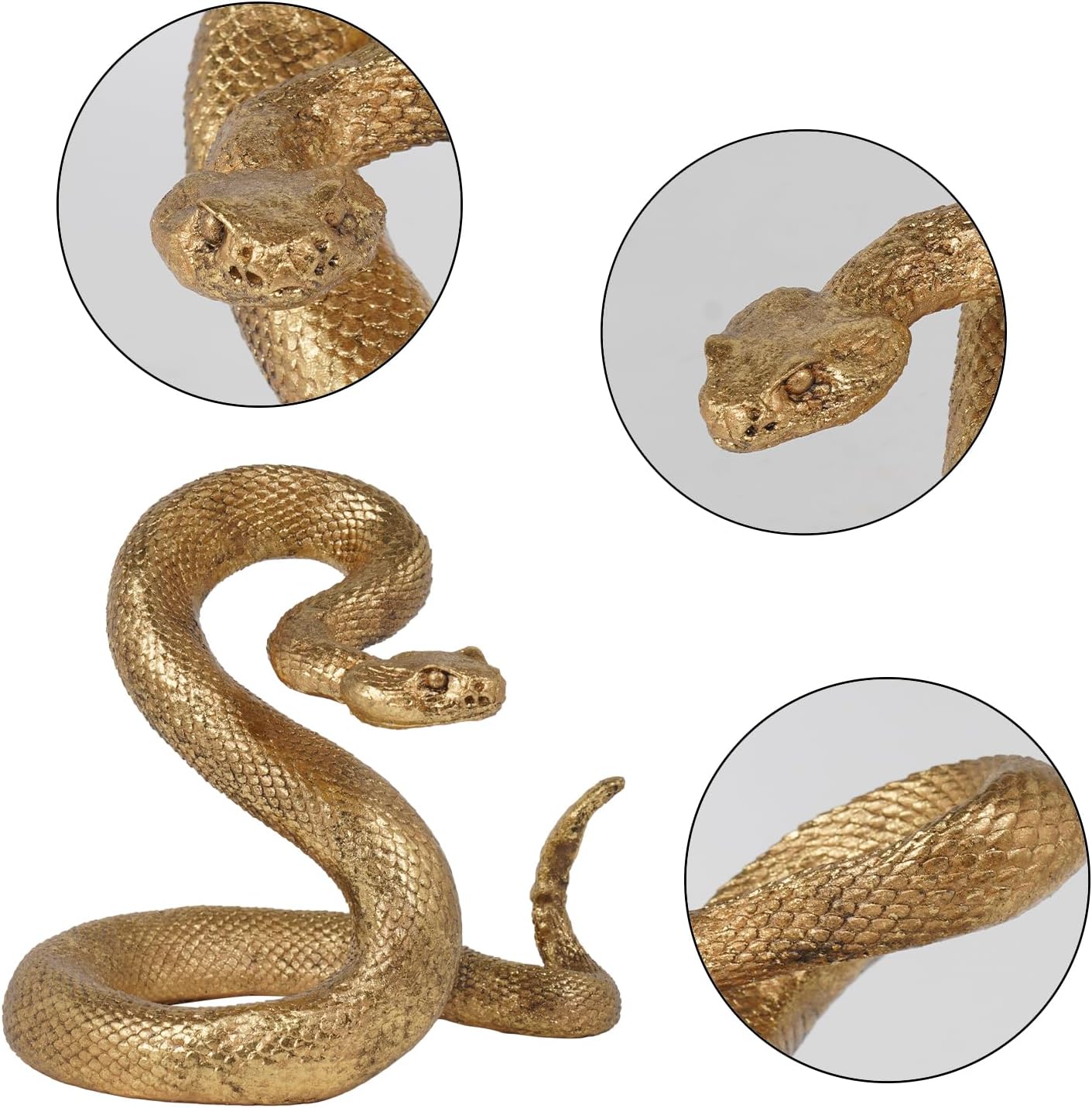 Guichifun Gold Resin Snake Statue - Chinese New Year Home Decor