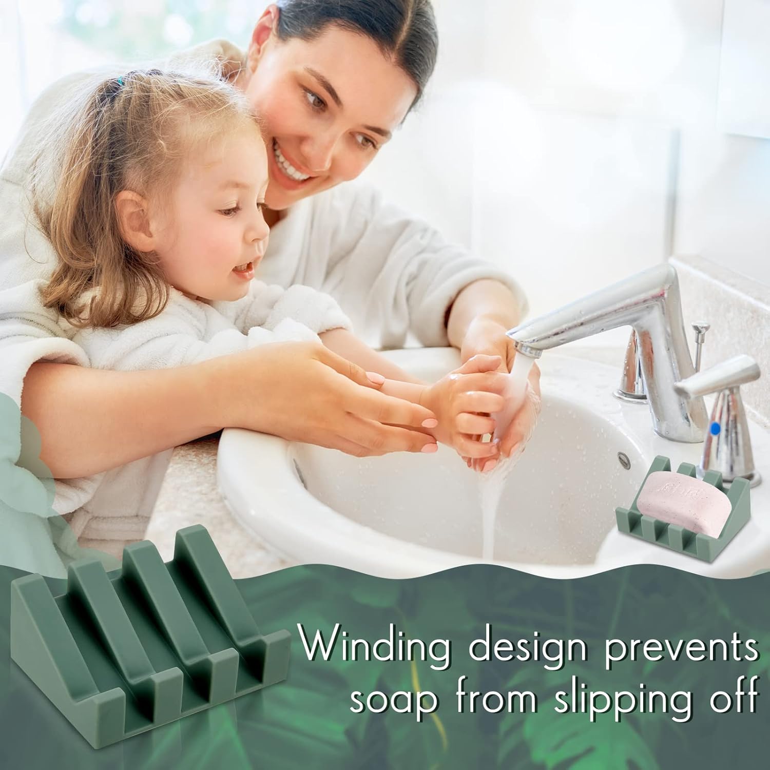 Cunhill 2 Piece Silicone Soap Dish with Drain Light Green