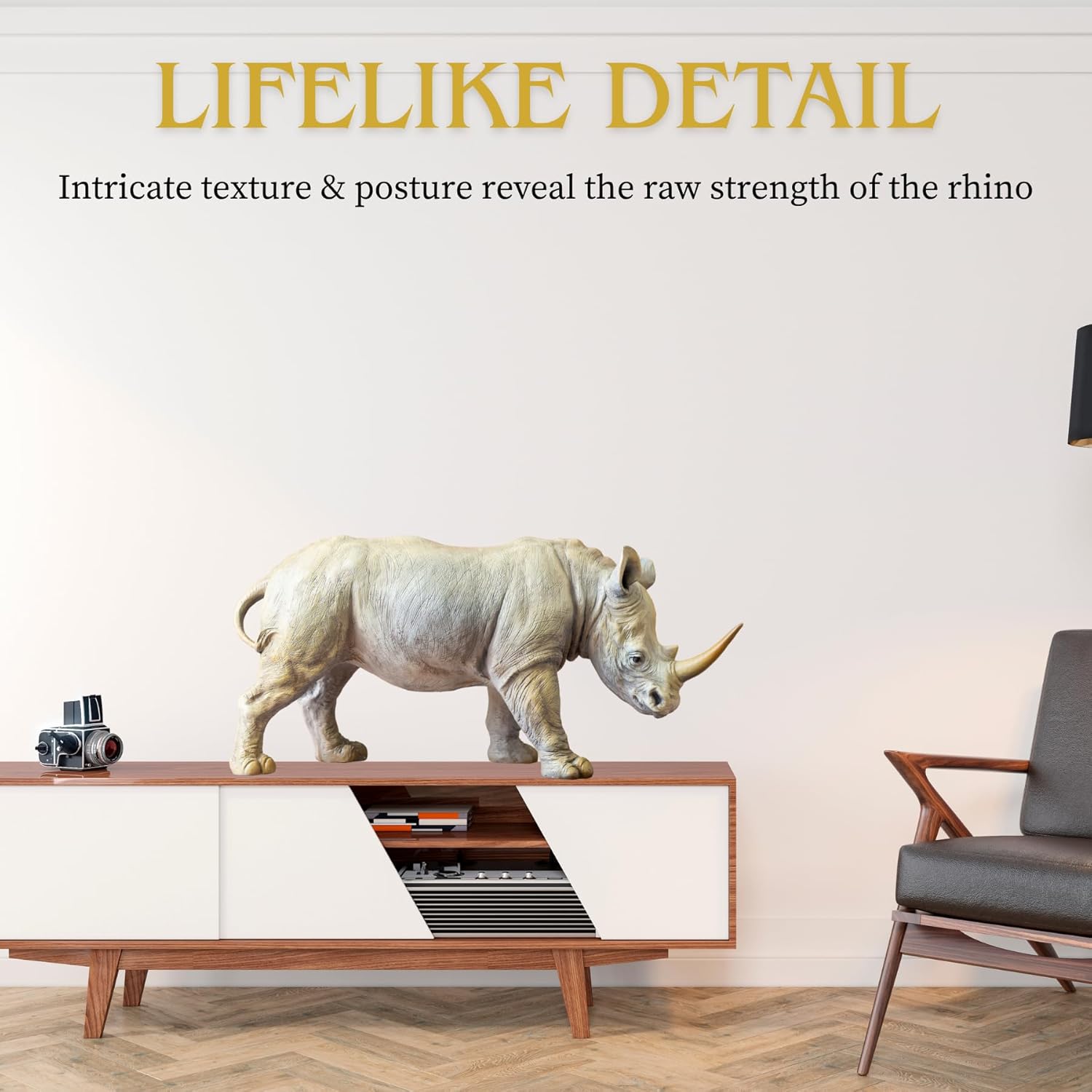 Bronze Rhinoceros Sculpture 197 Inch Realistic Handcrafted Statue