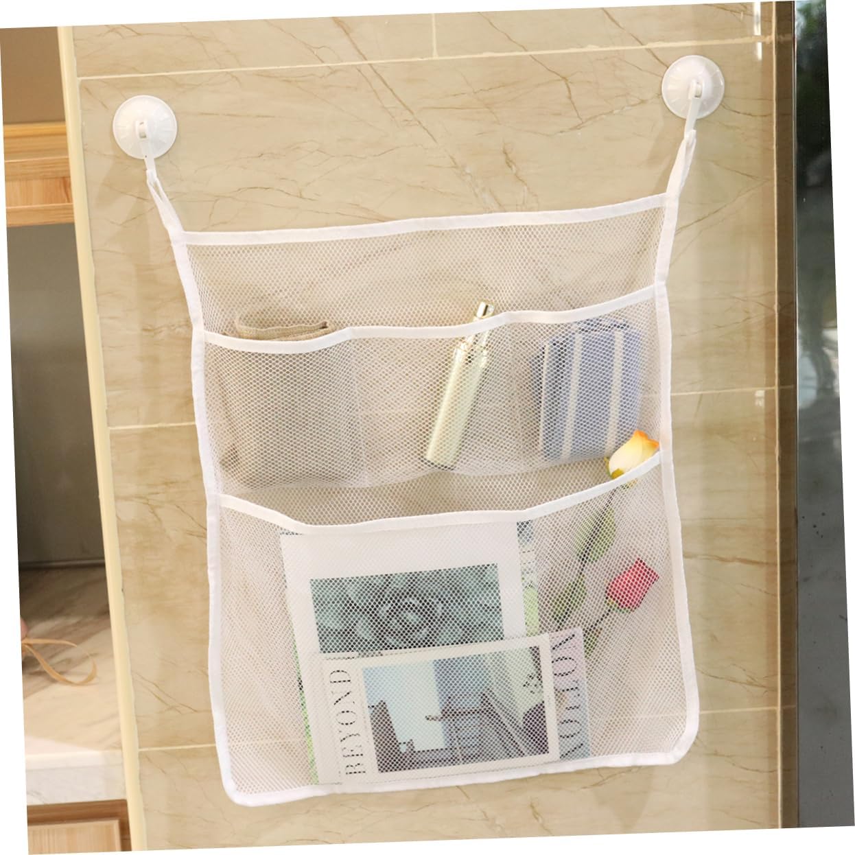 GLEAVI Multifunctional Bath Organizer Set with Suction Cup Hooks