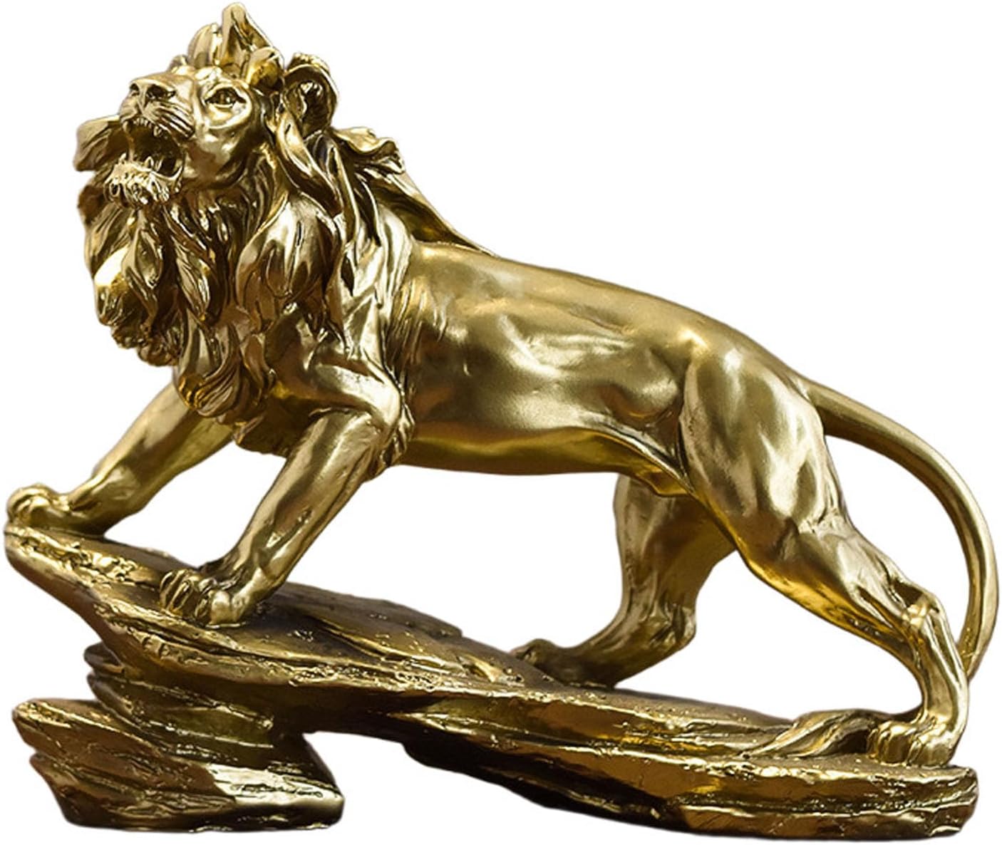 JINGTIANCD Lion Statue Resin Figurine Gold Decor