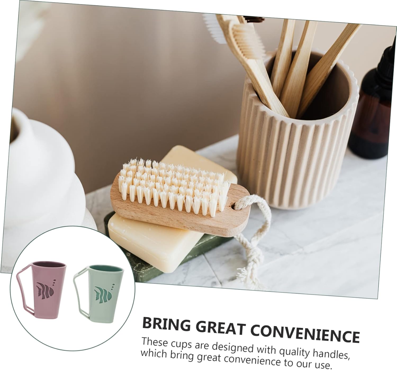 Beatifufu Bathroom Rinsing Cups 2 Pcs Toothbrush Holder 1